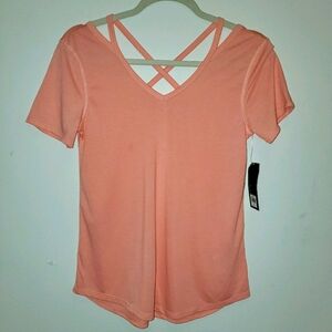 NEW Old Navy Go Dry Short Sleeve Lattice Back Design Activewear Top 0018